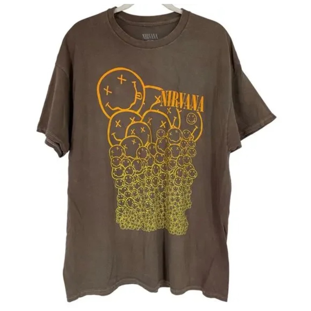 NIRVANA Brown Tee with Yellow Graphic